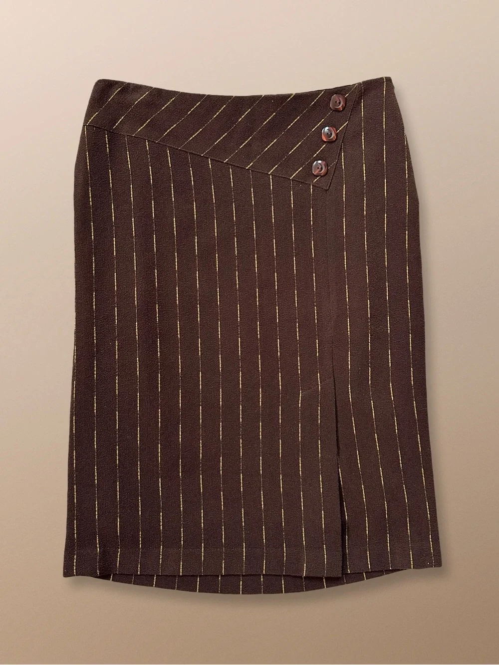 Grayan Women’s Pencil Skirt Size 42 US 10/12 Brown Yellow Striped
